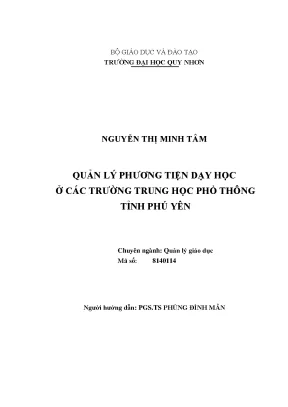 Luận văn thạc sĩ quản lý phương tiện dạy học ở các trường trung học phổ thông tỉnh phú yên