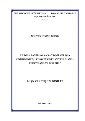 Kế toán bán hàng và xác định kết quả kinh doanh tại công ty cổ phần vĩnh giang thực trạng và giải pháp luận văn thạc sỹ kinh tế