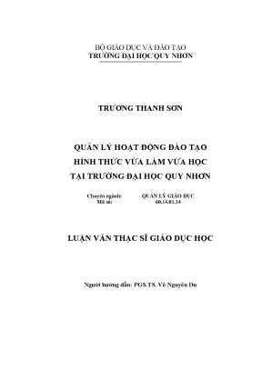 Luận văn thạc sĩ quản lý hoạt động đào tạo hình thức vừa làm vừa học tại trường đại học quy nhơn