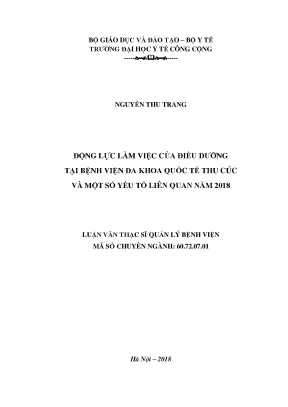 Luận văn động lực làm việc của điều dưỡng tại bệnh viện đa khoa quốc tế thu cúc và một số yếu tố liên quan năm 2018