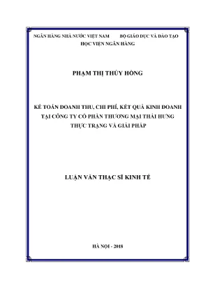 Kế toán doanh thu chi phí kết quả kinh doanh tại công ty cổ phần thương mại thái hưng thực trạng và giải pháp luận văn thạc sỹ kinh tế