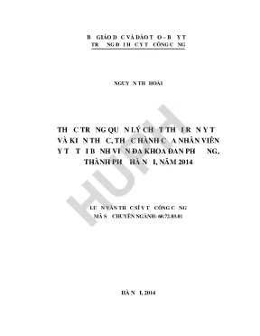 Luận văn thực trạng quản lý chất thải rắn y tế và kiến thức thực hành của nhân viên y tế bệnh viện đa khoa đan phượng thành phố hà nội năm 2014