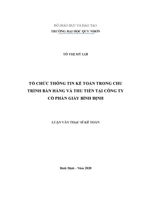 Luận văn thạc sĩ tổ chức thông tin kế toán trong chu trình bán hàng và thu tiền tại công ty cổ phần giày bình định