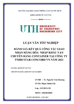 Luận văn tốt nghiệp kinh tế vận tải đánh giá kết quả công tác giao nhận hàng hóa nhập khẩu vận chuyển bằng container tại công ty tnhh star concord vn năm 2021