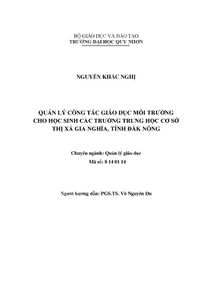 Luận văn thạc sĩ quản lý công tác giáo dục môi trường cho học sinh các trừng trung học cơ sở thị xã gia nghĩa tỉnh đăk nông