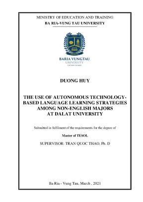 Luận văn thạc sĩ the use of autonomous technologybased language learning strategies among non english majors at dalat university