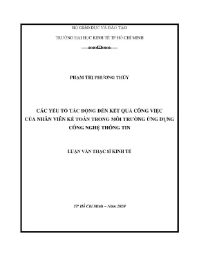 Luận văn thạc sĩ kinh tế các yếu tố tác động đến kết quả công việc của nhân viên kế toán trong môi trường ứng dụng công nghệ thông tin