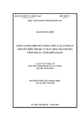 Luận văn thạc sĩ quản lý công chất lượng đội 3 ngũ công chức các cơ quan chuyên môn thuộc ủy ban nhân dân huyện vĩnh thuận tỉnh kiên giang
