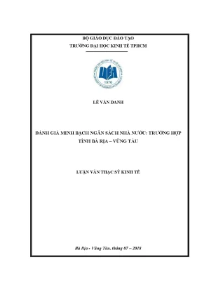Luận văn thạc sĩ kinh tế đánh giá minh bạch ngân sách nhà nước trường hợp tỉnh bà rịa vũng tàu