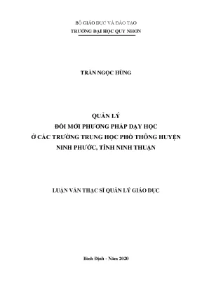 Luận văn thạc sĩ quản lý đổi mới phương pháp dạy học ở các trường trung học phổ thông huyện ninh phước tỉnh ninh thuận