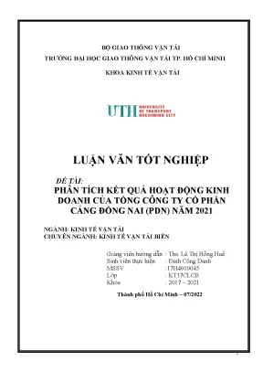 Luận văn tốt nghiệp kinh tế vận tải phân tích kết quả hoạt động kinh doanh của công ty cổ phần cảng đồng nai năm 2021