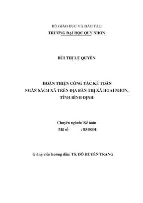 Luận văn thạc sĩ hoàn thiện công tác kế toán ngân sách xã trên địa bàn thị xã hoài nhơn tỉnh bình định