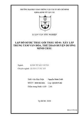 Luận văn tốt nghiệp lập hồ sơ dự thầu gói thầu số 01 xây lắp trung tâm văn hóa thể thao huyện dương minh châu