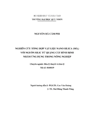 Luận văn thạc sĩ nghiên cứu tổng hợp vật liệu nano silica sio2 với nguồn silic từ quặng cát bình định nhằm ứng dụng trong nông nghiệp