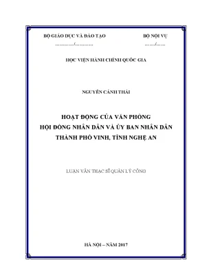 Luận văn thạc sĩ quản lý công hoạt động của văn phòng hội đồng nhân dân và ủy ban nhân dân thành phố vinh tỉnh nghệ an