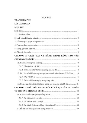 Luận văn thạc sĩ chất hài trong bút ký và tạp văn di li