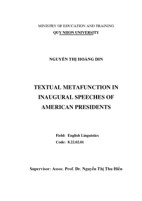 Luận văn thạc sĩ textual metafunctionin inaugural speeches of american presidents