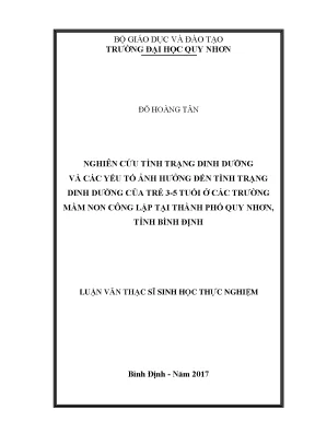Luận văn thạc sĩ nghiên cứu tình trạng dinh dưỡng và các yếu tố ảnh hưởng đến tình trạng dinh dưỡng của trẻ 3 5 tuổi ở các trường mầm non công lập tại thành phố quy nhơn tỉnh bình định