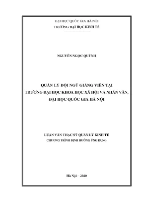 Luận văn thạc sĩ quản lý kinh tế quản lý đội ngũ giảng viên tại trường đại học khoa học xã hội và nhân văn đại học quốc gia hà nội