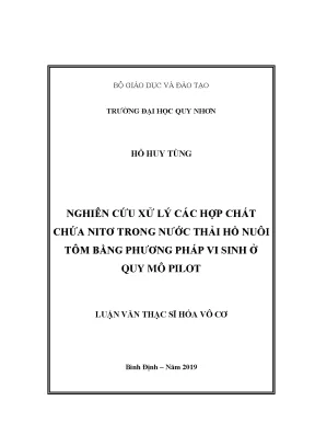 Luận văn thạc sĩ nghiên cứu xử lý các hợp chất chứa nitơ trong nước thải hồ nuôi tôm bằng phương pháp vi sinh ở qui mô pilot