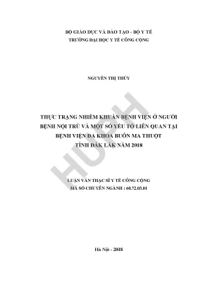 Luận văn thực trạng nhiễm khuẩn bệnh viện và một số yếu tố liên quan tại bệnh viện đa khoa thành phố buôn ma thuột tĩnh đăklak năm 2018