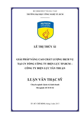 Luận văn thạc sĩ quản trị kinh doanh giải pháp nâng cao chất lượng dịch vụ khách hàng tại công ty điện lực tân thuận