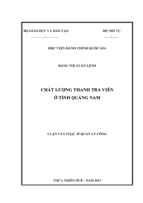 Luận văn thạc sĩ quản lý công chất lượng thanh tra viên ở tỉnh quảng nam