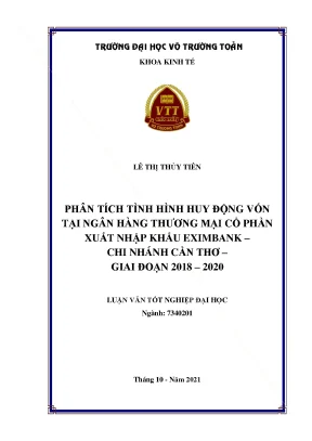 Luận văn tốt nghiệp tài chính ngân hàng phân tích tình hình huy động vốn tại ngân hàng thương mại cổ phần xuất nhập khẩu eximbank chi nhánh cần thơ giai đoạn 20182020