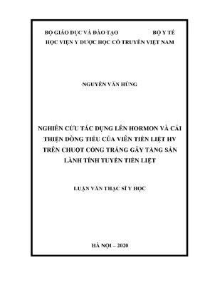 Luận văn thạc sĩ nghiên cứu tác dụng lên hormon và cải thiện dòng tiểu của viên tiền liệt hv trên chuột cống trắng gây tăng sản lành tính tuyến tiền liệt