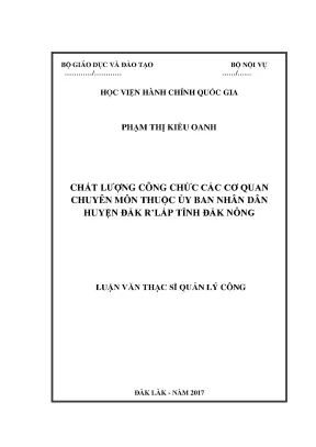 Luận văn thạc sĩ quản lý công chất lượng công chức các cơ quan chuyên môn thuộc ủy ban nhân dân huyện đăk rlấp tỉnh đăk nông