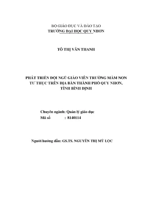 Luận văn thạc sĩ phát triển đội ngũ giáo viên trường mầm non tư thục trên địa bàn thành phố quy nhơn tỉnh bình định