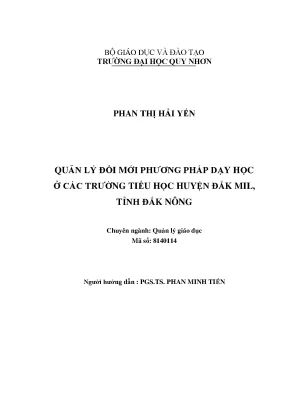 Luận văn thạc sĩ quản lý đổi mới phương pháp dạy học ở các trường tiểu học huyện đăk mil tỉnh đăk nông