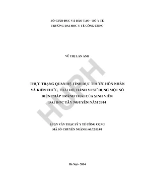 Luận văn thực trạng quan hệ tình dục trước hôn nhân và kiến thức thái độ hành vi sử dụng một số biện pháp tránh thai của sinh viên đại học tây nguyên năm 2014