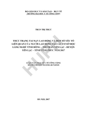 Luận văn thực trạng tai nạn lao động và một số yếu tố liên quan của người lao động tại các cơ sở mộc làng nghề vĩnh đông thị trấn yến lạc huyện yên lạc tỉnh vĩnh phúc năm 2017