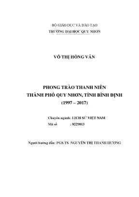 Luận văn thạc sĩ phong trào thanh niên thành phố quy nhơn tỉnh bình định 1997 2017