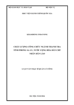 Luận văn thạc sĩ quản lý công chất lượng công chức ngành thanh tra tỉnh phong sa ly nước chdcnd lào