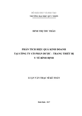 Luận văn thạc sĩ phân tích hiệu quả kinh doanh tại công ty cổ phần dược trang thiết bị y tế bình định