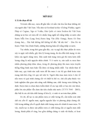Luận văn thạc sĩ nghiên cứu một số đặc điểm sinh học và khả năng lên men của hai chủng nấm men saccharomyces sp1 và saccharomyces sp2 dùng trong sản xuất rượu truyền thống ở tỉnh bình định