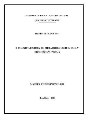 Luận văn thạc sĩ a cognitive study of metaphors used in emily dickinsons poems
