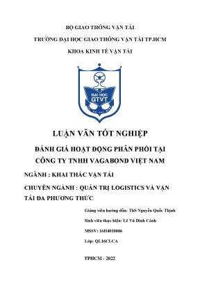 Luận văn tốt nghiệp khai thác vận tải đánh giá hoạt động phân phối tại công ty tnhh vagabond việt nam