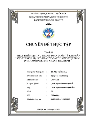 Luận văn tốt nghiệp phát triển dịch vụ ttqt tại ngân hàng thương mại cổ phần ngoại thương việt nam vietcombank chi nhánh thái bình