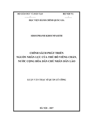 Luận văn thạc sĩ quản lý công chính sách phát triển nguồn nhân lực của thủ đô viêng chăn nước cộng hòa dân chủ nhân dân lào