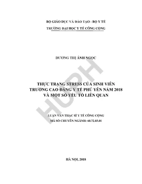 Luận văn thực trạng stress của sinh viên trường cao đẳng y tế phú yên năm 2018 và một số yếu tố liên quan