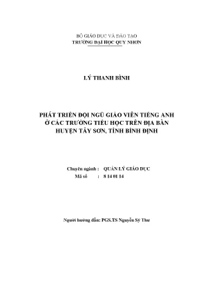 Luận văn thạc sĩ phát triển đội ngũ giáo viên tiếng anh ở các trường tiểu học trên địa bàn huyện tây sơn tỉnh bình định