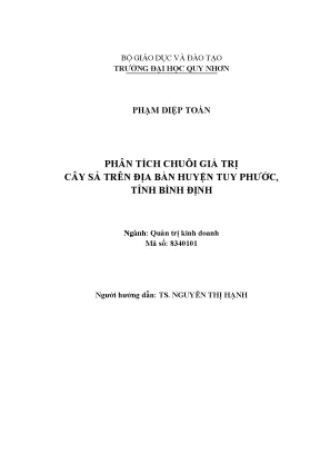 Luận văn thạc sĩ phân tích chuỗi giá trị cây sả trên địa bàn huyện tuy phước tỉnh bình định