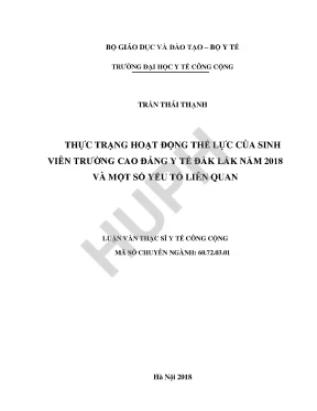 Luận văn thực trạng hoạt động thể lực của sinh viên trường cao đẳng y tế đăk lăk năm 2018 và một số yếu tố liên quan