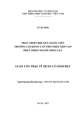 Luận văn thạc sĩ kinh tế phát triển đội ngũ giảng viên trường cao đẳng cần thơ theo tiếp cận phát triển nguồn nhân lực