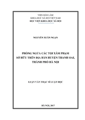 Luận văn thạc sĩ luật học phòng ngừa các tội xâm phạm sở hữu trên địa bàn huyện thanh oai thành phố hà nội