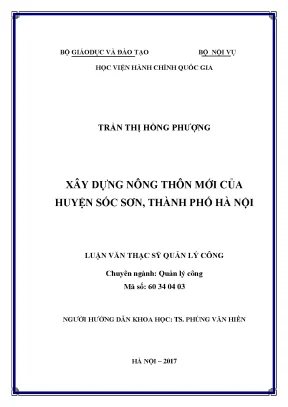 Luận văn thạc sĩ quản lý công xây dựng nông thôn mới của huyện sóc sơn thành phố hà nội