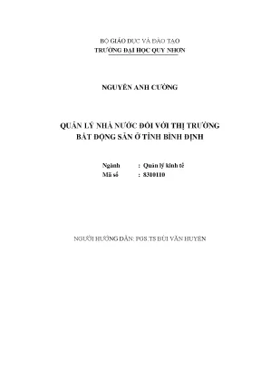 Luận văn thạc sĩ quản lý nhà nước đối với thị trường bất động sản ở tỉnh bình định